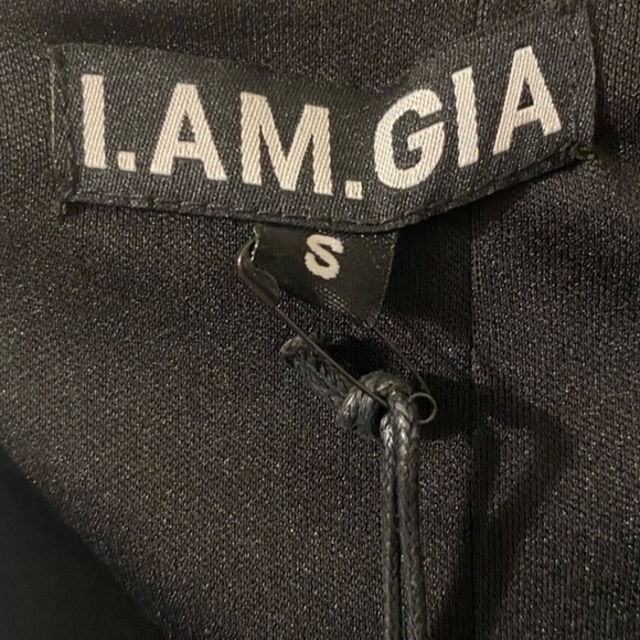 NWT I.AM.GIA Chelsey Mini Dress Black Pinstripe Puff Sleeve Corset Small Blogger - Picture 11 of 11